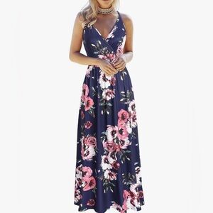 Blue floral maxi dress
